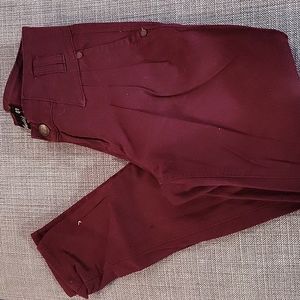 Wine Color Pleated Pants